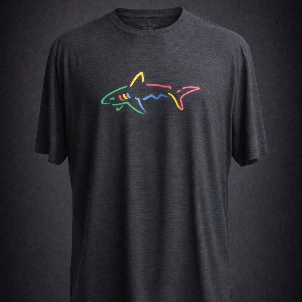 Greg Norman Play Dry Performance Golf Shirt Gray Shark Logo XL